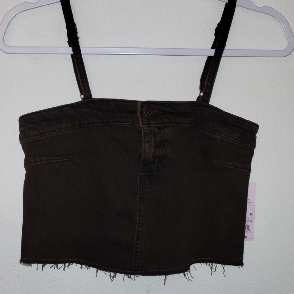 Wild Fable Brown Sleeveless Crop Bustier Top